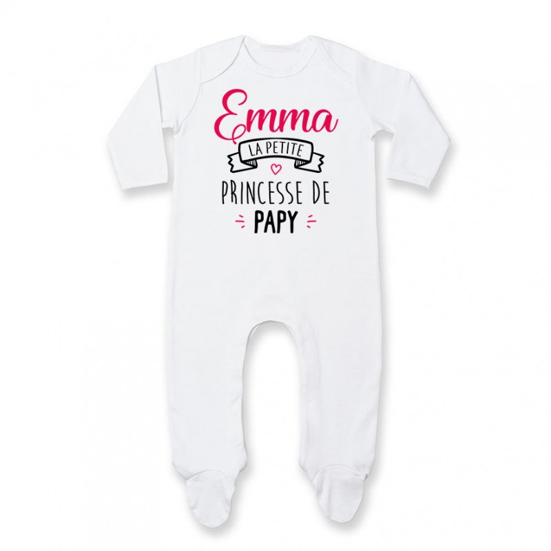 Pyjama bébé personnalisé  Prénom  la petite princesse de papy