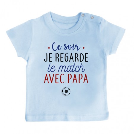 T-Shirt bébé Je regarde le foot avec papa